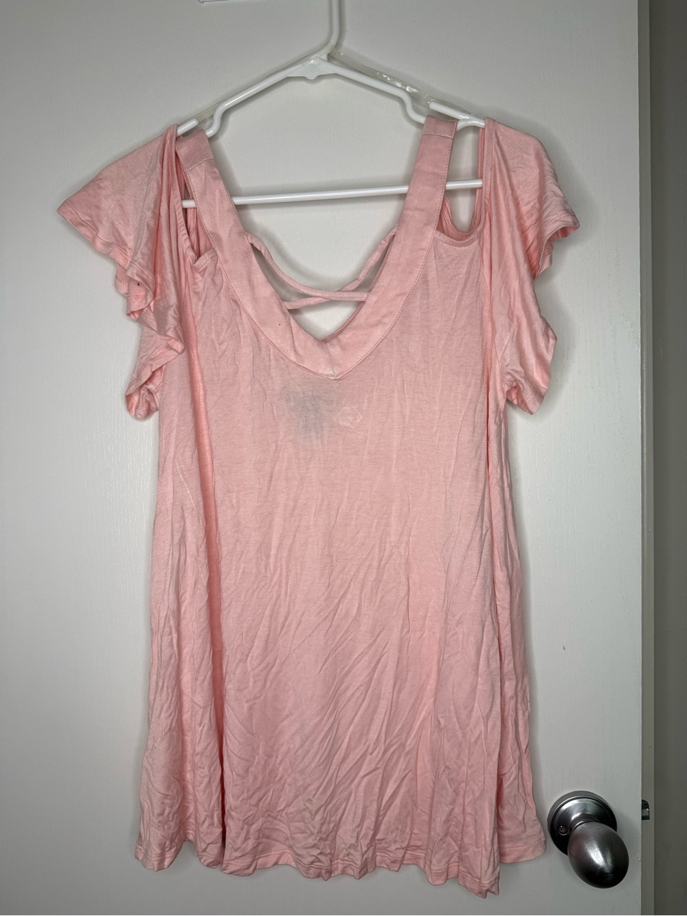 Streetwear Society Light Pink Cutout V-Neck Tunic Top Large